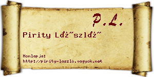 Pirity László névjegykártya